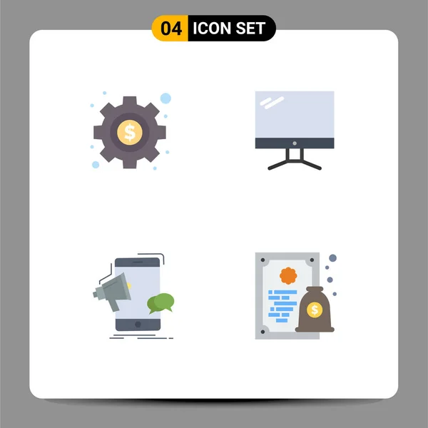 Creative Icons Modern Signs Symbols Management Marketing Computer Imac Megaphone — Stock Vector