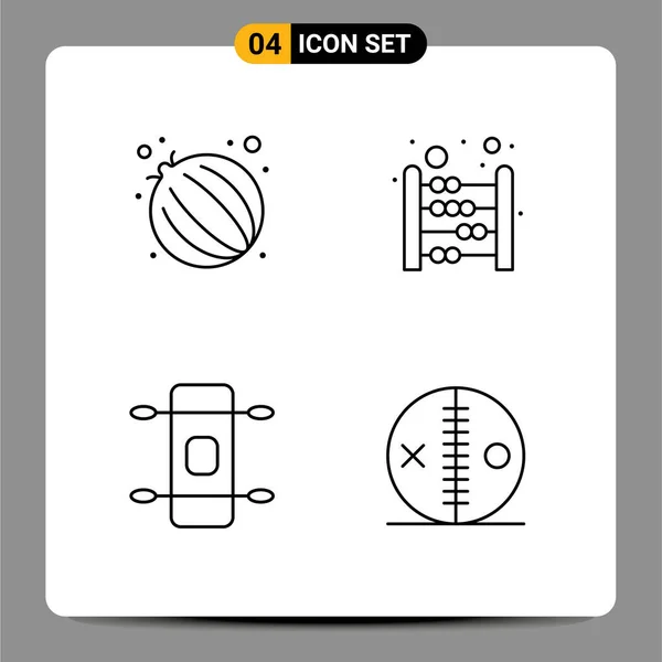 Thematic Vector Filledline Flat Colors Editable Sysymbols Food Sport Abacus — Archivo Imágenes Vectoriales