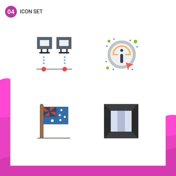 Set Modern Icons Sysymbols Signs Computers Australia Net Details Flag — Vector de stock