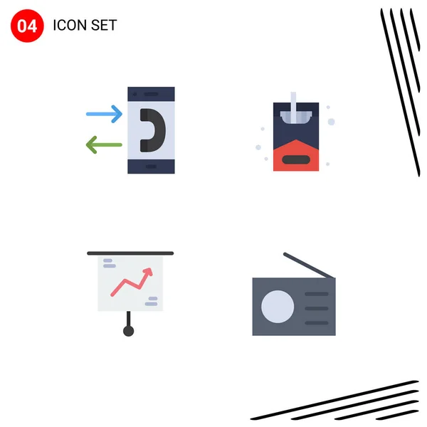 Mobile Interface Flat Icon Set Mit Piktogrammen Für Anruf Diagramm — Stockvektor