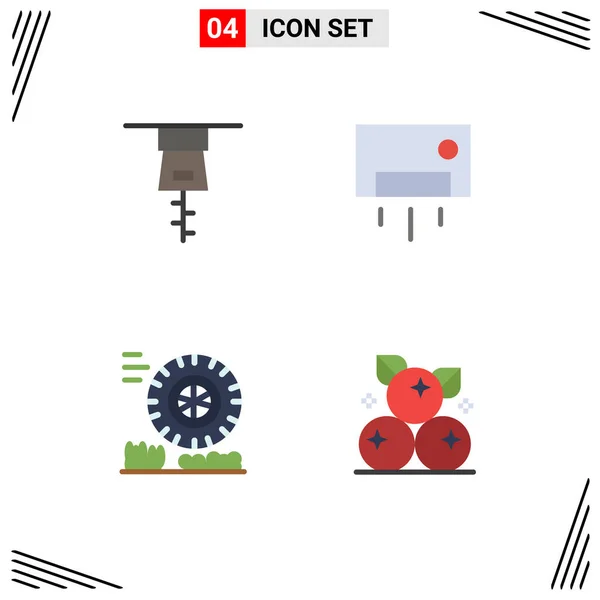 Piktogramm Set Mit Einfachen Flachen Symbolen Für Kleidung Rad Geräte — Stockvektor