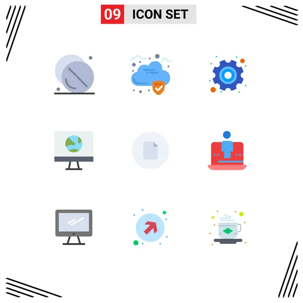 Flat Color Pack Universal Symbols Document Internet Day Connect App — Stock Vector