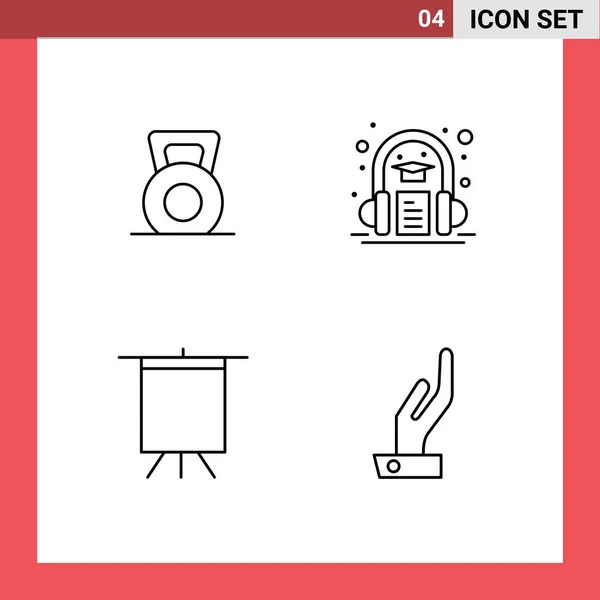Stock Vector Icon Pack Line Signs Symbols Dumbbell Board Lift — Stock Vector
