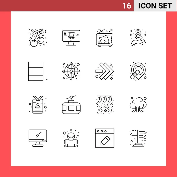 Stock Vector Icon Pack Mit Linienzeichen Und Symbolen Für Spiel — Stockvektor