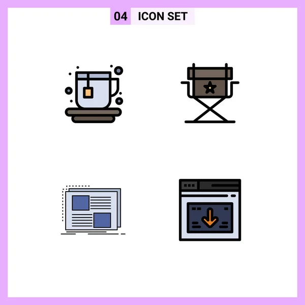 Stock Vector Icon Pack Line Signs Symbols Cup Page Chair — 스톡 벡터
