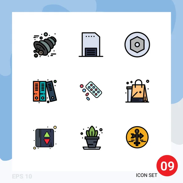 Stock Vector Icon Pack Line Signs Symbols Tablet Medicine Paper — 스톡 벡터
