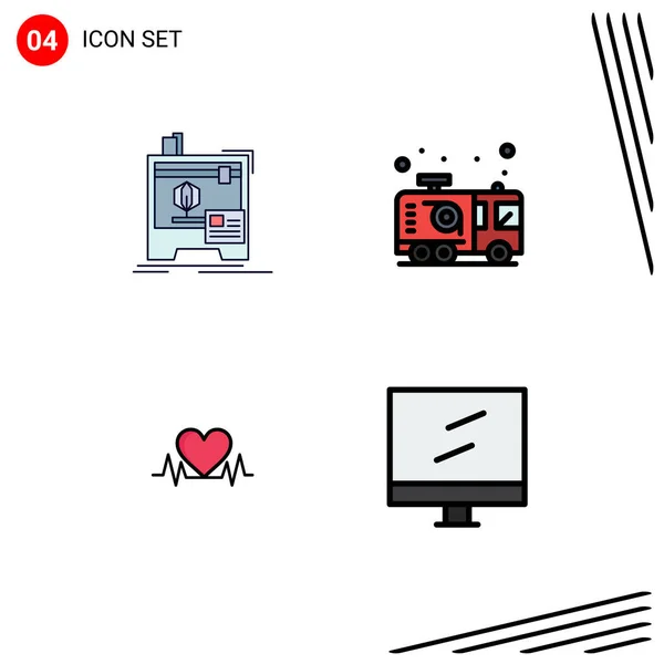 Creative Icons Modern Signs Sysymbols Dimensional Heartbeat Printing Fire Heart — Vector de stock