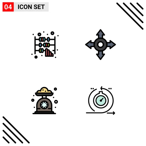 Conjunto Icones Modernos Símbolos Sinais Para Abacus Escala Escritório Culinária — Vetor de Stock