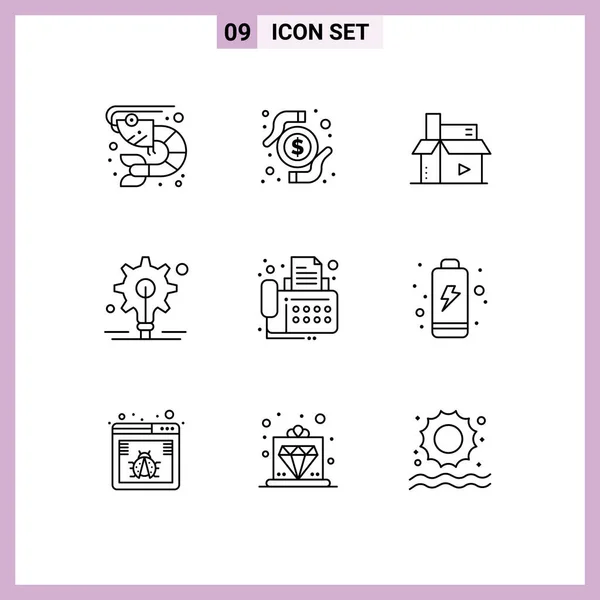 User Interface Pack Basic Outlines Contact Idea Content Gear Publishing — Stock Vector