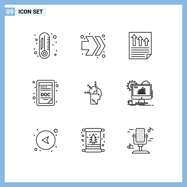 Universal Icon Symbols Group Modern Outlines Art Man Document User —  Vetores de Stock