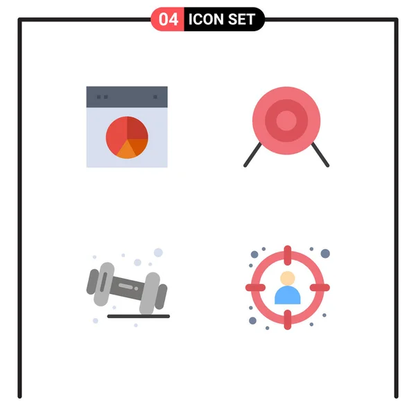 Benutzeroberfläche Pack Mit Einfachen Flachen Symbolen Für Diagramm Hantel Kuchen — Stockvektor
