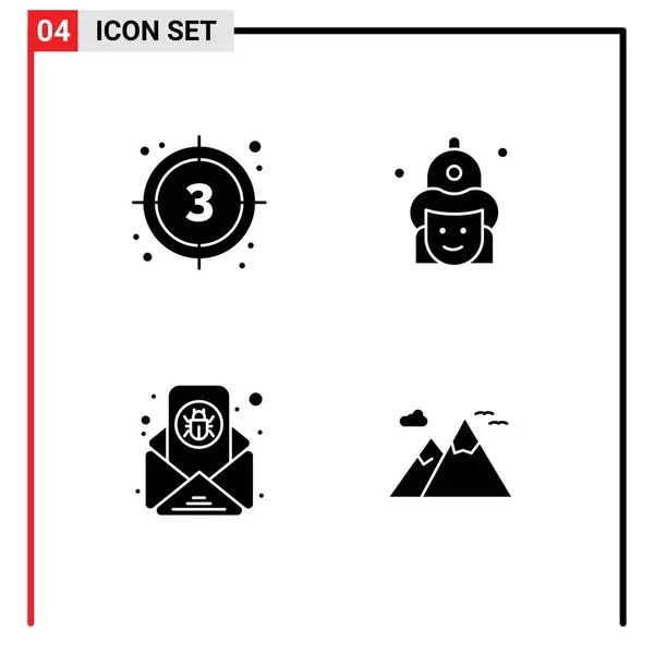 Creative Icons Modern Jelek Szimbólumok Visszaszámlálás Kalap Start Tűz Mail — Stock Vector