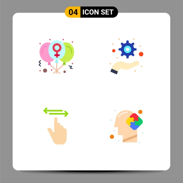 Set Van Vector Flat Icons Grid Voor Ballon Gebaren Liefde — Stockvector