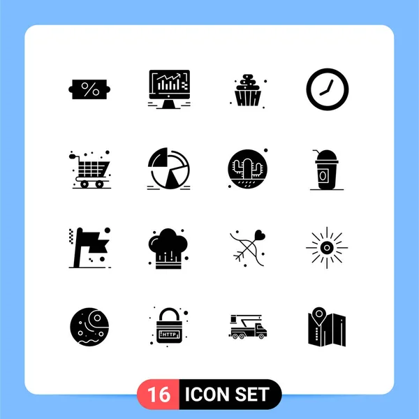 Universal Solid Glyphs Set Web Mobile Applications Chart Shopping Online — Vettoriale Stock