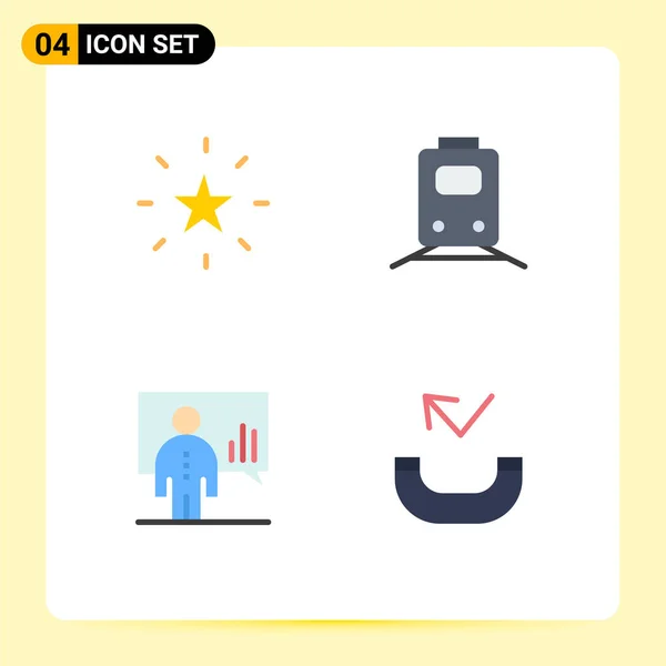 Modern Set Flat Icons Symbols Bookmark Analytics Star Train Chart — Stock Vector