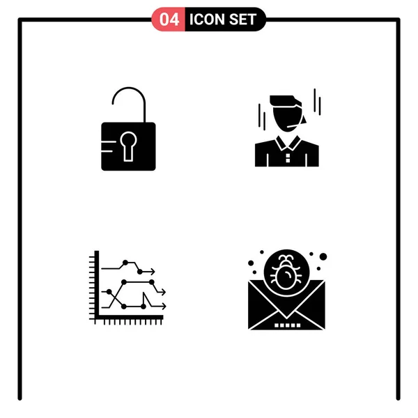 Creative Icons Modern Signs Symbols Unlock Chart Businessman Man Graph — Stock Vector