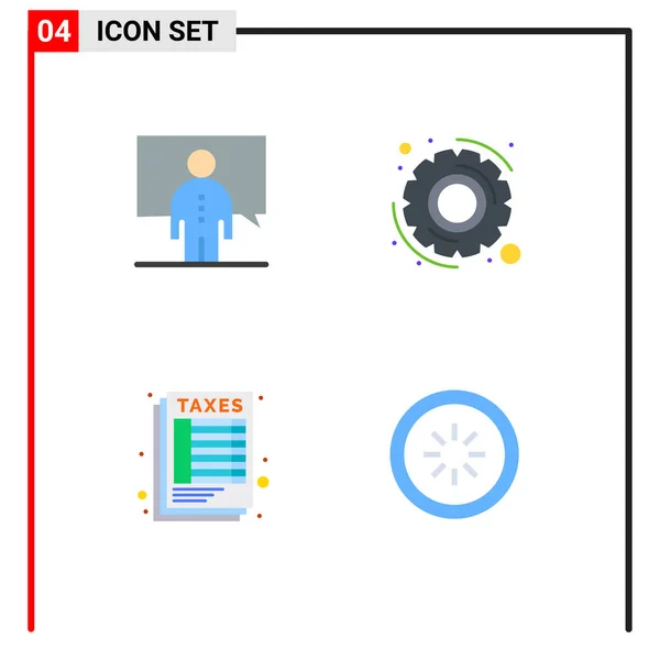 Set Vector Flat Icons Grid Communication Sheet Person Options Tax — Stock Vector