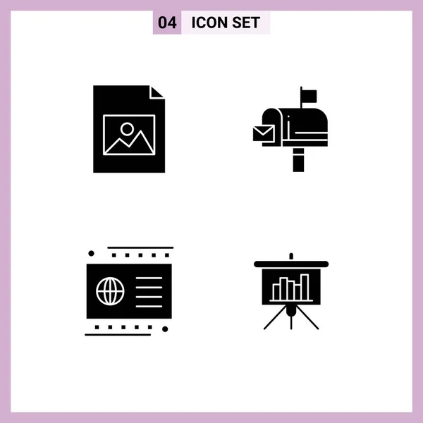 User Interface Pack Basic Solid Glyphs Document Debit Mail Email — Stock Vector