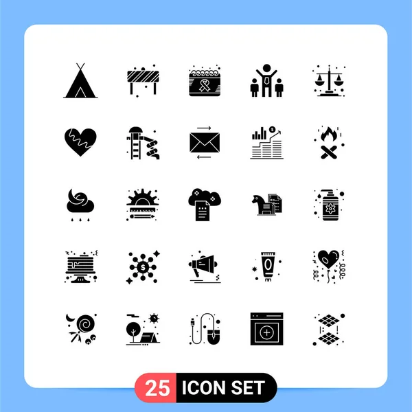 Group Solid Glyphs Signs Symbols Balance Scale People Calendar Group — Stock Vector