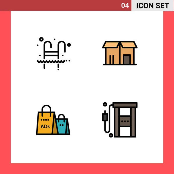 4ファイルラインフラット色の記号と記号用はしご 財布編集可能なベクトルデザイン要素 — ストックベクタ