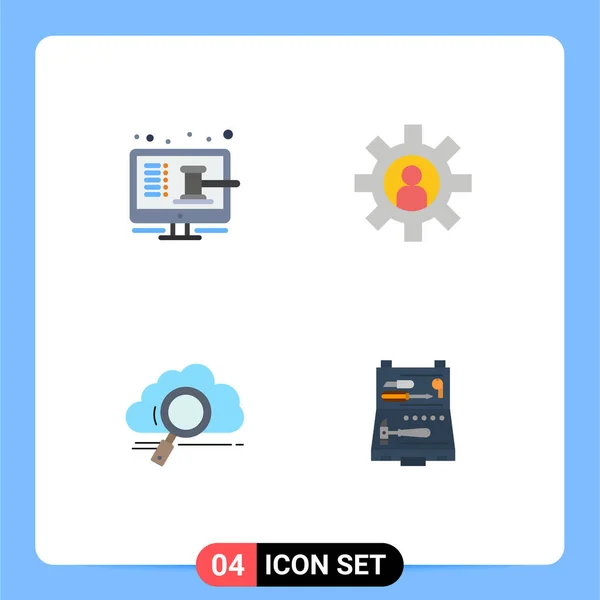 Set Modern Icons Sysymbols Signs Online Cloud Online Employees Storage — Vector de stock