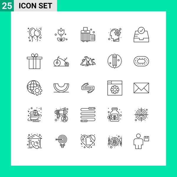 User Interface Line Pack Modern Signs Symbols Inbox Solution Beach — Vetor de Stock