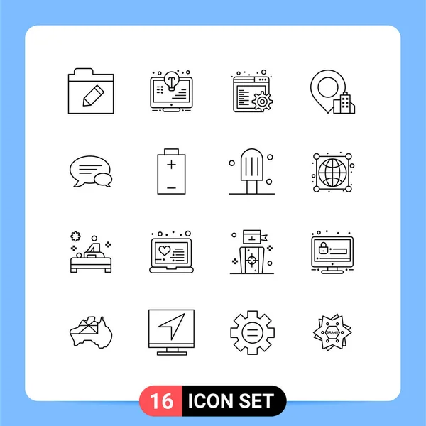 Universal Icon Symbols Gruppe Von Modernen Umrissen Von Chat Kommunikation — Stockvektor