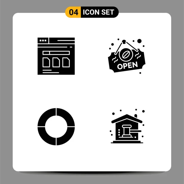 Interfaccia Utente Glyph Solido Confezione Segni Simboli Moderni Pagina Diagramma — Vettoriale Stock