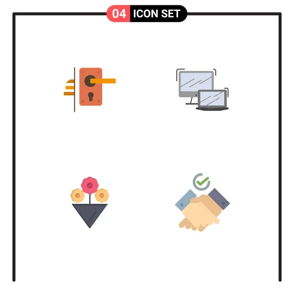 Thematic Vector Flat Icons Editable Symbols Lock Technology Keyhole Business — Stock Vector