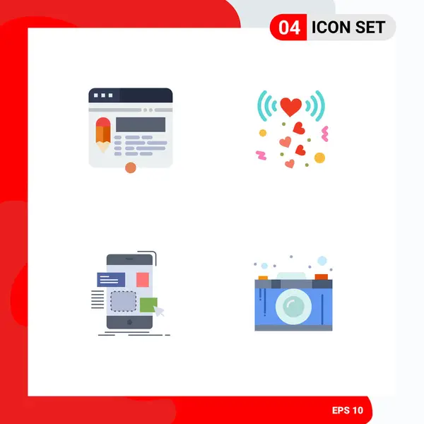 User Interface Pack Basic Flat Icons Edit Drag Website Love — Stockový vektor