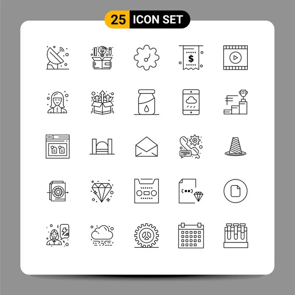 Stock Vector Icon Pack Líneas Signos Símbolos Para Medios Comunicación — Archivo Imágenes Vectoriales