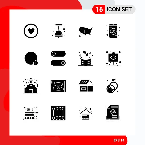 Stock Vector Icon Pack Segni Linea Simboli Più Stati Base — Vettoriale Stock