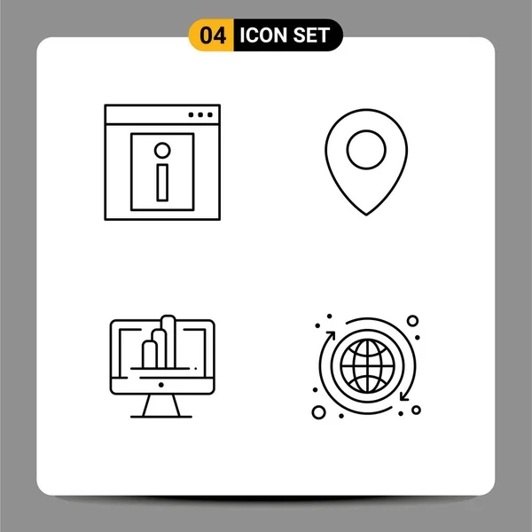 Conjunto Colores Peso Plana Para Contacto Monitor Web Mapa Gráfico — Archivo Imágenes Vectoriales