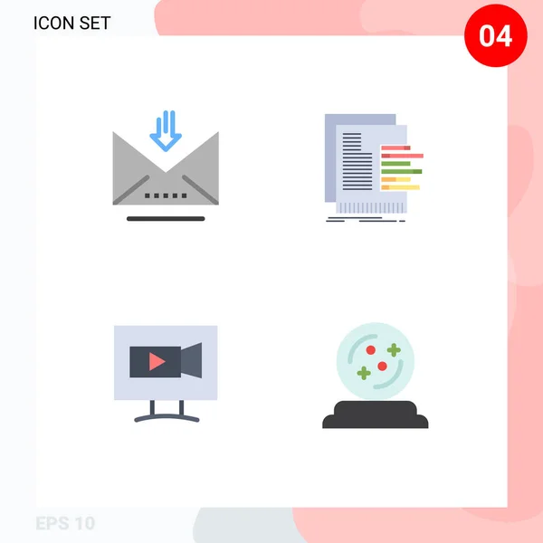 Universal Flat Icon Signs Symbols Download Monitor Retrieve Graph Video — 스톡 벡터