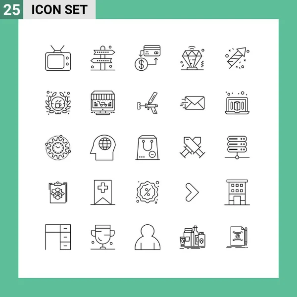 Linha Interface Móvel Conjunto Pictogramas Fogo Adesão Contabilidade Diamante Marketing — Vetor de Stock