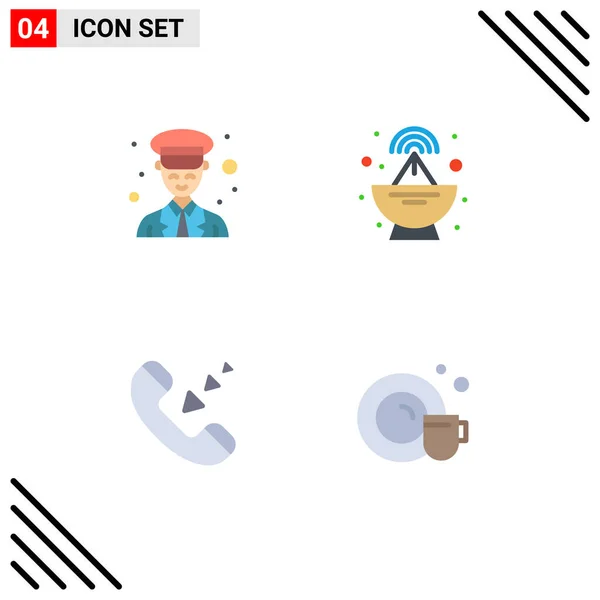 Icône Plate Pack Symboles Universels Femme Communication Police Radar Téléphone — Image vectorielle