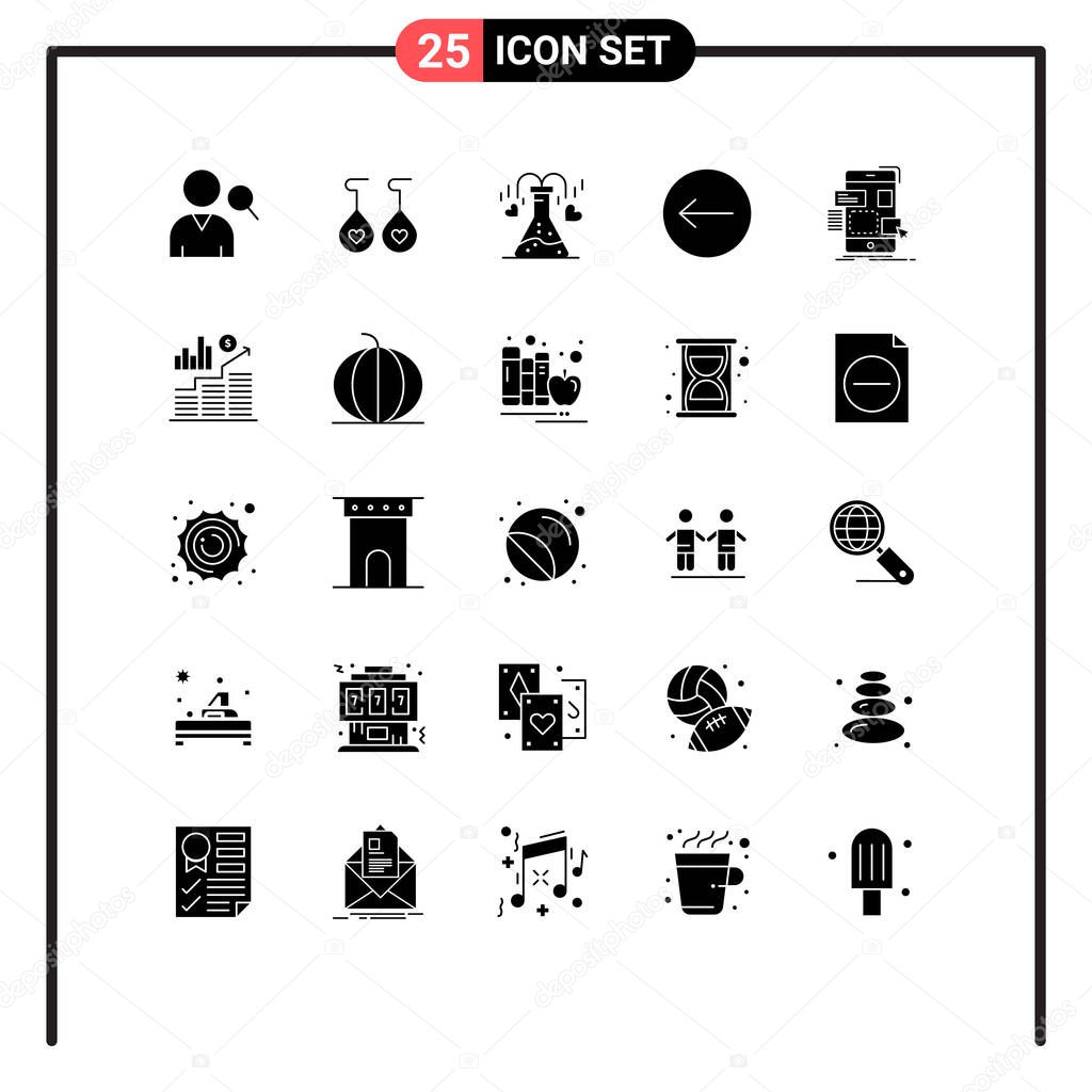 25 Creative Icons Modern Signs and Symbols of ux, design, heart, mobile, direction Editable Vector Design Elements