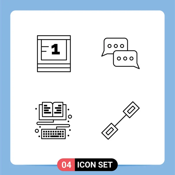 Mobile Interface Line Set Pictograms Board Book School Conversation Education — Stockový vektor