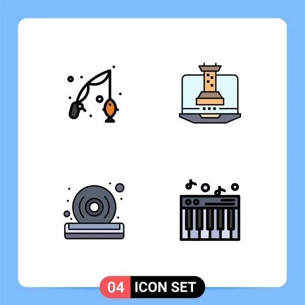 Universal Icon Symbols Group Modern Filledline Flat Colors Fish Dvd — Vetor de Stock