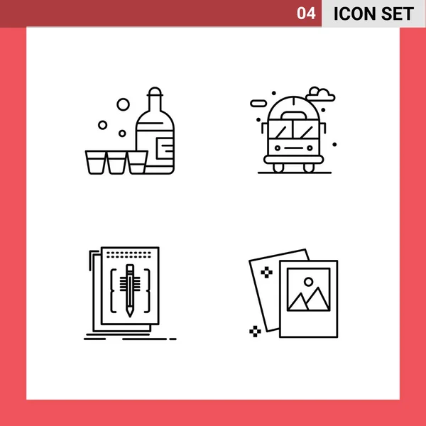 Icône Vectorielle Stock Paquet Signes Symboles Ligne Pour Boisson Éditer — Image vectorielle