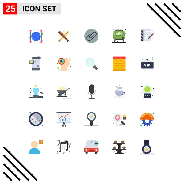 Universal Icon Symbols Gruppe Von Modernen Flachen Farben Notizbuch Hobby — Stockvektor