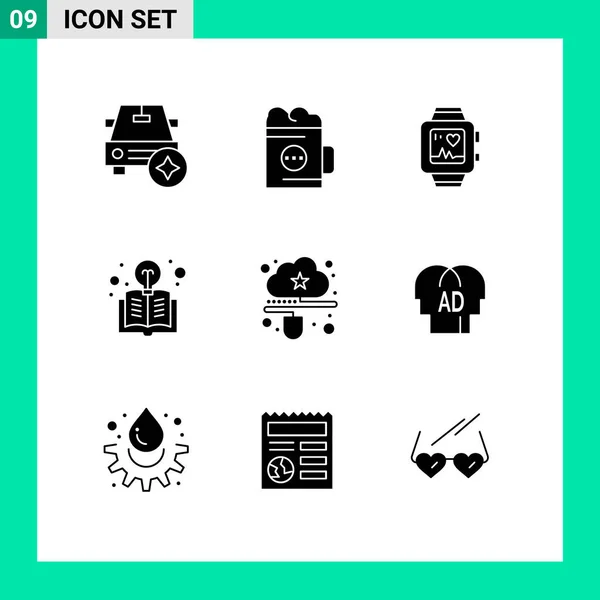 Creative Icons Modern Signs Sysymbols Cloud Light Glass Education Heart — Archivo Imágenes Vectoriales