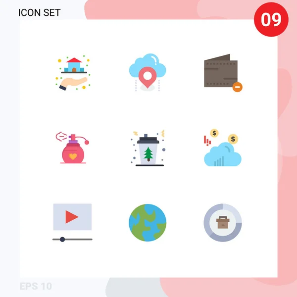 由9种杯 Gps 钱包可编辑矢量设计元素组成的通用图标符号组 — 图库矢量图片
