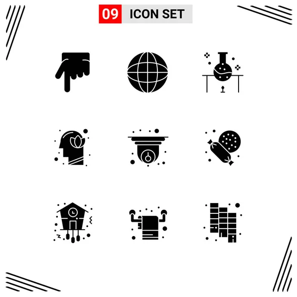 Set Van Moderne Pictogrammen Symbolen Tekenen Voor Cam Menselijk Laboratorium — Stockvector