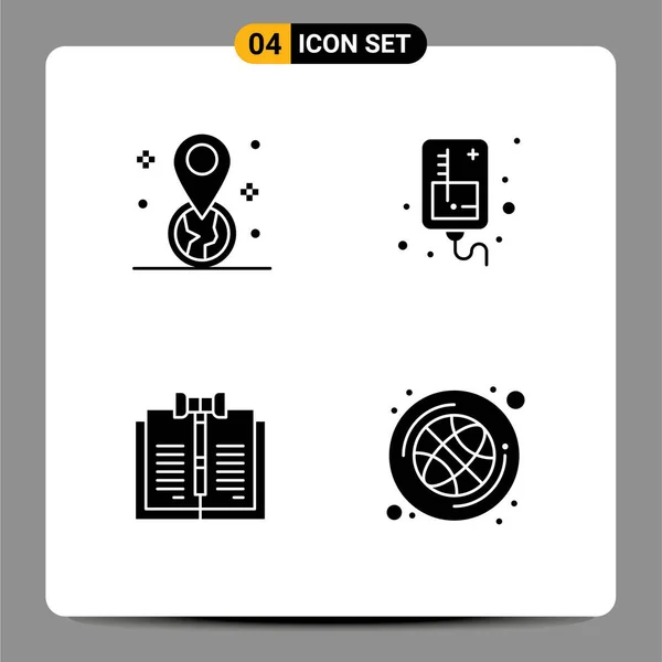 Stock Vector Icon Confezione Segni Simboli Linea Geolocalizzazione Copyright Pin — Vettoriale Stock