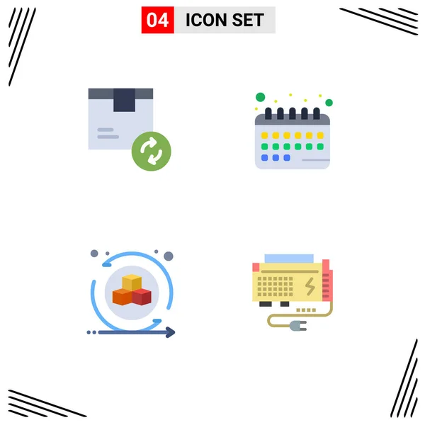 Set Commercial Flat Icons Pack Box Environment Service Calendar Interactive — Stock Vector