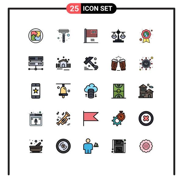 Universal Icon Symbols Gruppe Von Modernen Gefüllten Linien Flache Farben — Stockvektor