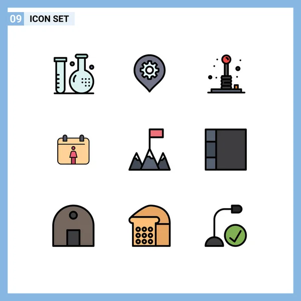 Universal Icon Symbols Group Modern Filledline Flat Colors Mountains Female — Vetor de Stock