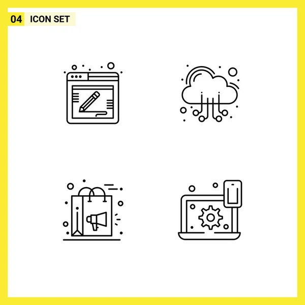 Creative Icons Modern Signs Symbols Blog Digital Web Server Shopping — Stock Vector