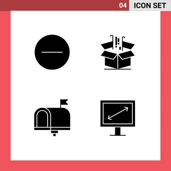 Group Modern Solid Glyphs Set Circle Contact Box Goods Email — Stock Vector